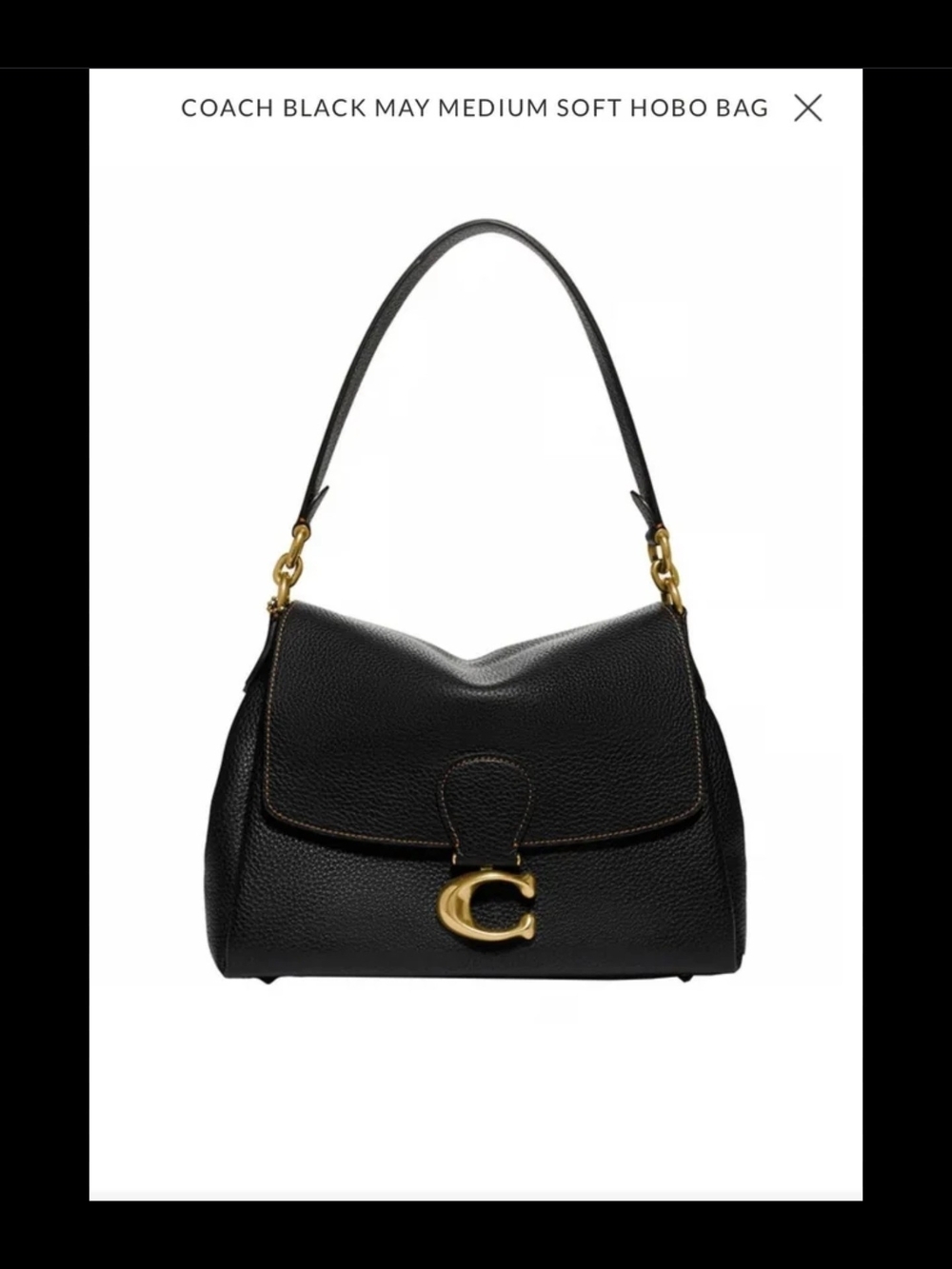 Coach May Black Pebbled Leather Shoulder Bag with Gold Hardware - Picture 11 of 12
